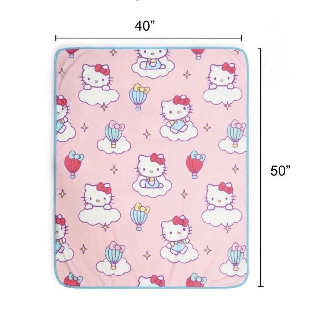 Hello Kitty 2 Piece Character Pillow 10x16 And Throw Set 40x50 New and Cuddly
